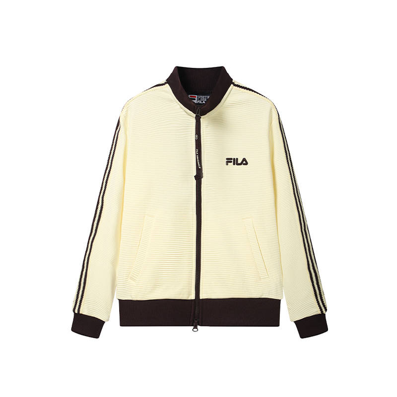 FILA ORIGINALE Jackets Women's Light Yellow Stand Collar Moderate Straight Fit