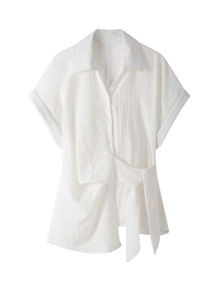 Sugarfunk Sugarfunk Shirts Women's White Lapel Thin Straight Fit