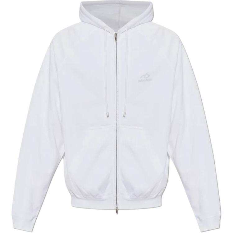 Balenciaga Sweatshirts Men's White Hooded Non Detachable Moderate