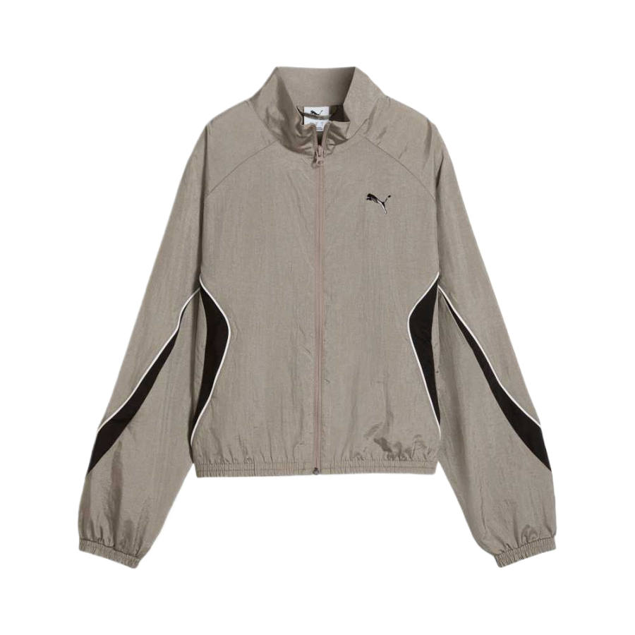 PUMA Jackets Women's Taupe Gray Stand Collar Moderate