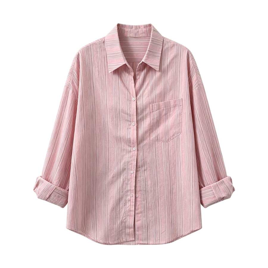 Sugarfunk Sugarfunk Shirts Women's Pink Lapel Thin Straight Fit