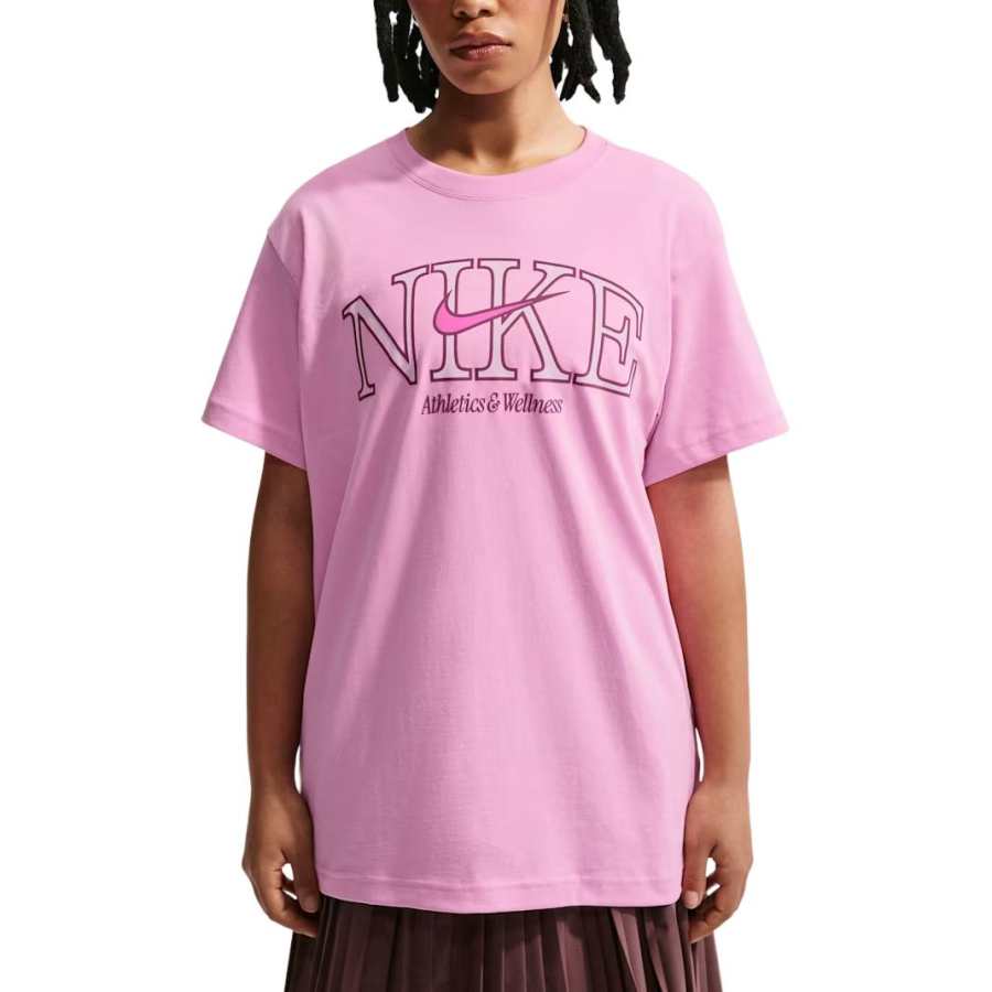 Nike Nike Sportswear Classics T Shirts Women's Pink Rising Crew Neck Moderate