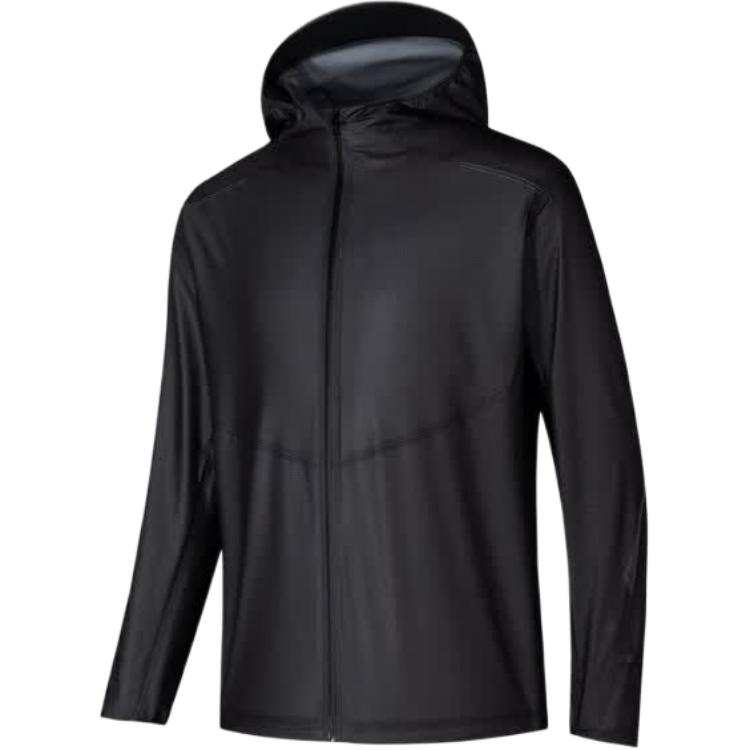 ANTA Windbreaker Jackets Men's Black Hooded Non Detachable Moderate Straight Fit