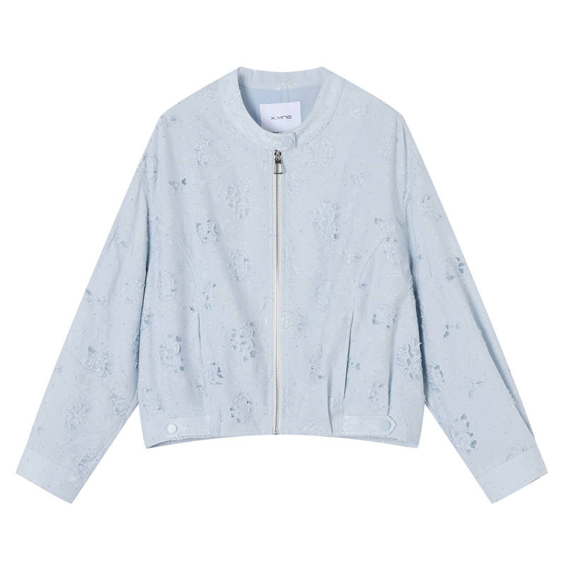 XIANGYING Cropped Coats Women's Stand Collar Moderate