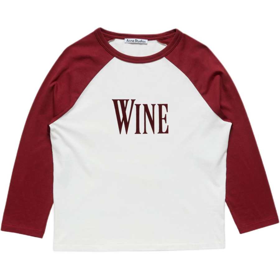 Acne Studios Acne Studios T Shirts Unisex Burgundy/White Crew Neck