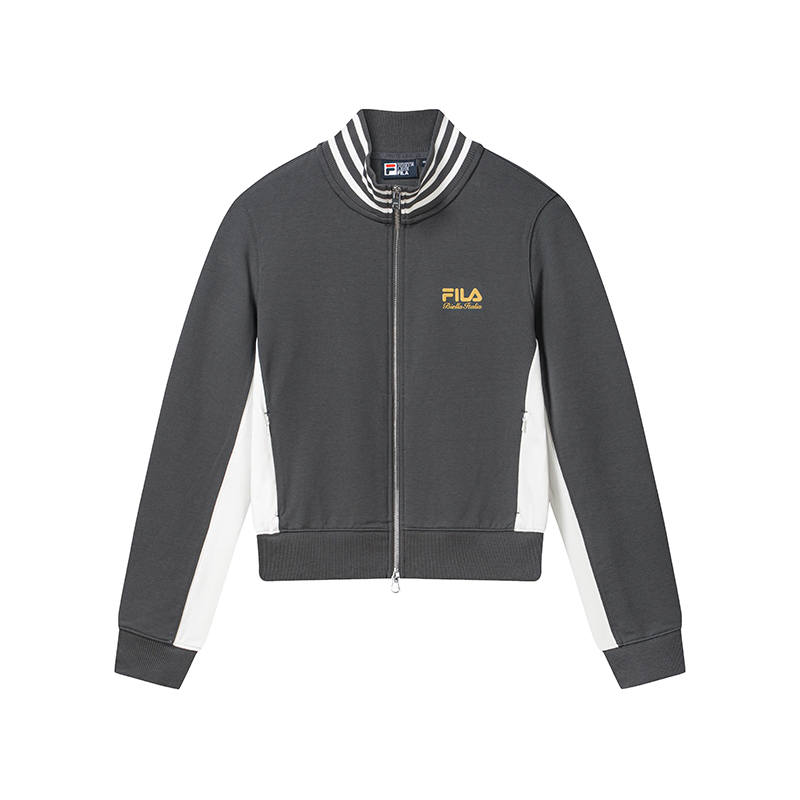 FILA ORIGINALE Jackets Women's Fin Back Gray Stand Collar Moderate Straight Fit
