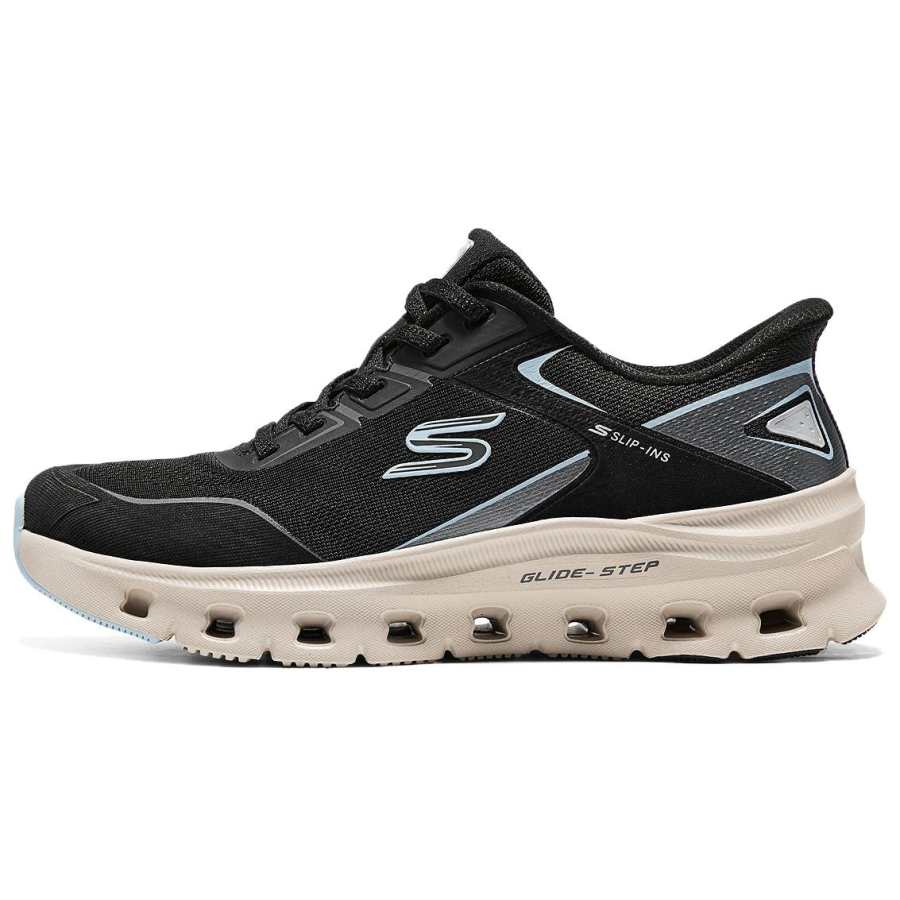 Skechers SPORT WOMENS Running Shoes Women's Low Top Black/Light Blue