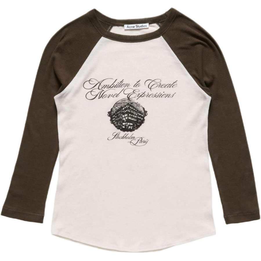 Acne Studios Acne Studios T Shirts Women's Beige/Brown Crew Neck