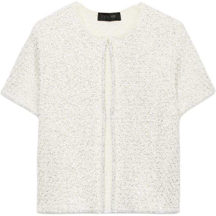 ZARA Knitwear Women's White Crew Neck Moderate