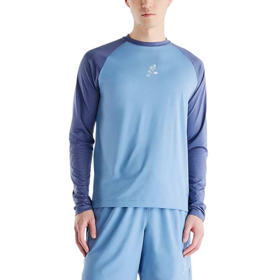 New Balance New Balance Quick Dry T Shirts Men's Pale Egret Blue Crew Neck