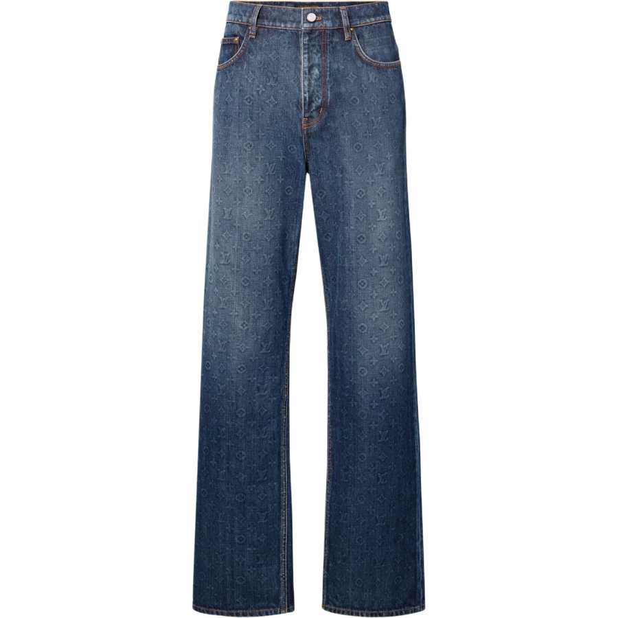 LOUIS VUITTON Monogram Jeans Men's Blue Moderate Other