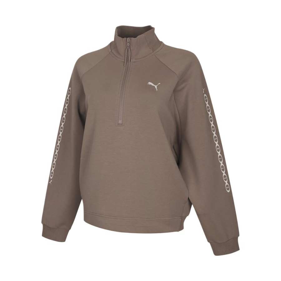 PUMA Sweatshirts Women's Oats Brown Stand Collar Moderate