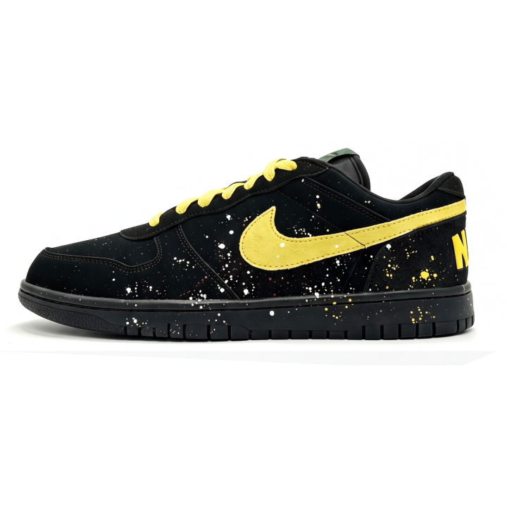 Nike Nike Big Low Lux Skateboard Shoes Unisex Low Top Black Yellow White Red Ink Splatter Colorway