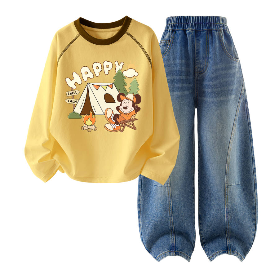 Disney Kids Casual Sportswear Crew Neck Moderate Stretch Breathable