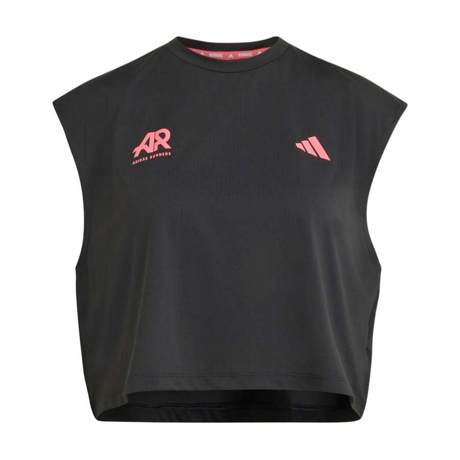 Adidas Adidas Running Tank Tops Women's Black/Swirl Neon Red Crew Neck Moderate