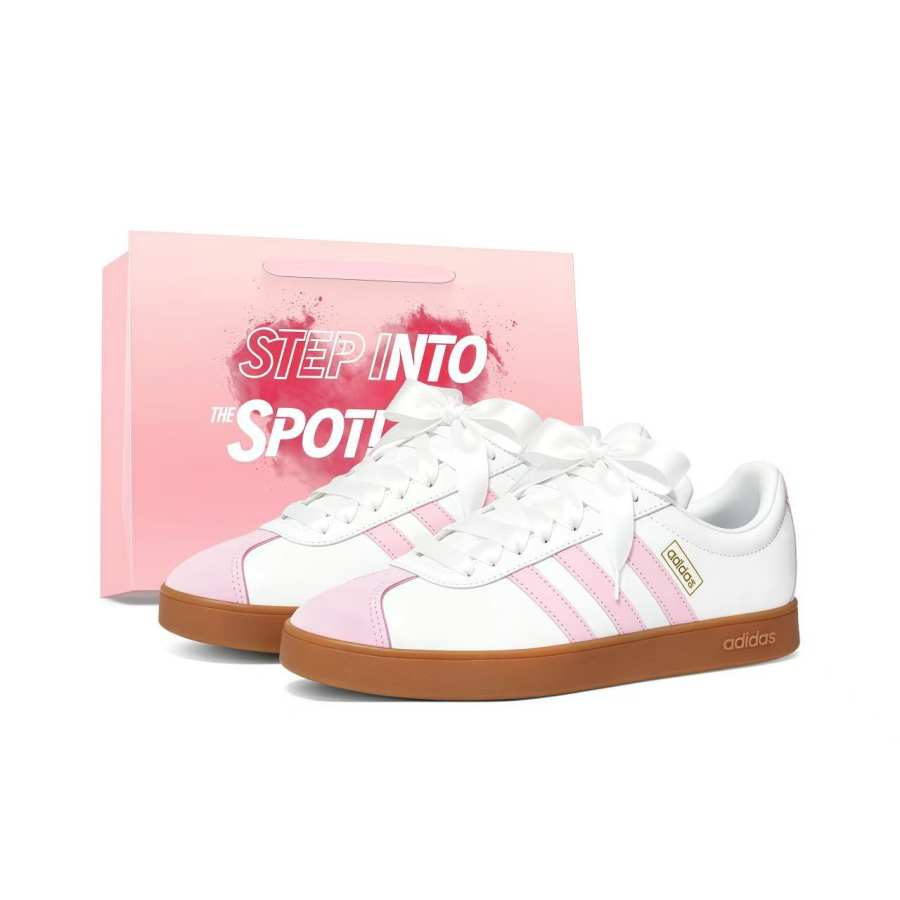 Adidas Adidas VL COURT 2.0 Skateboard Shoes Unisex Low Top White Pink