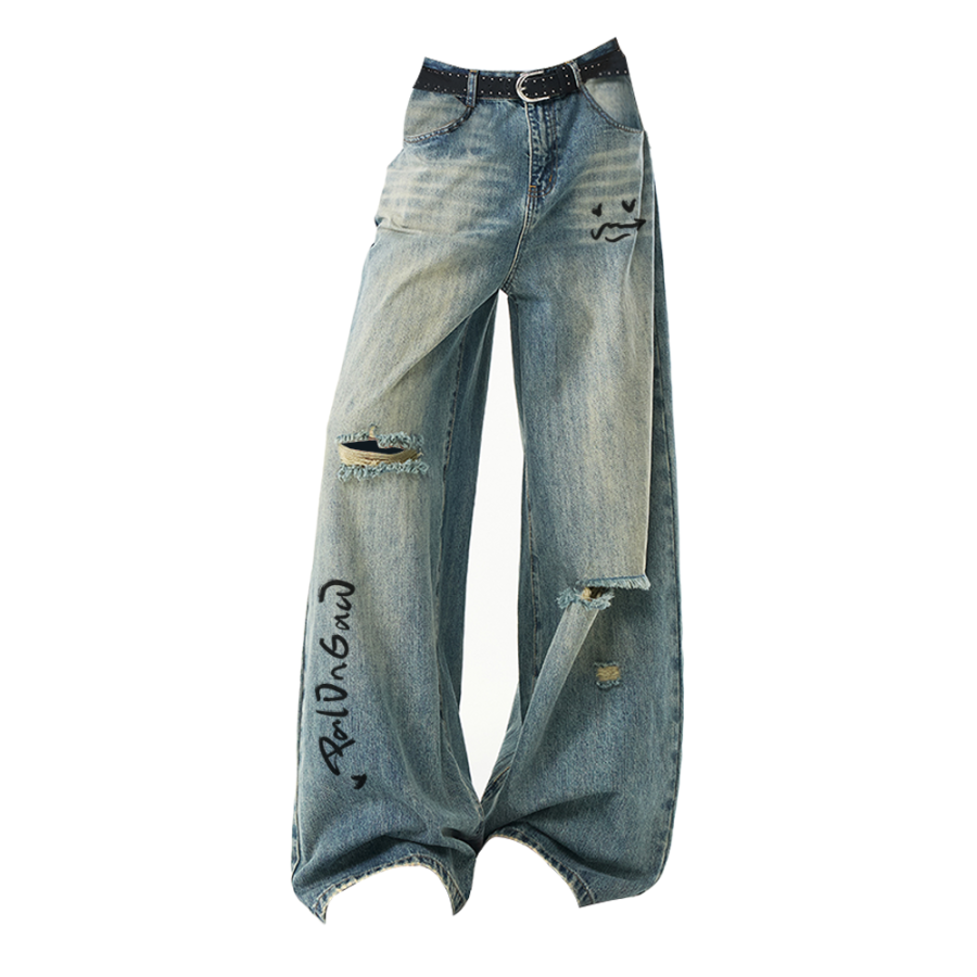 PAL ONGACO Jeans Unisex Blue Moderate Wide Leg Pants