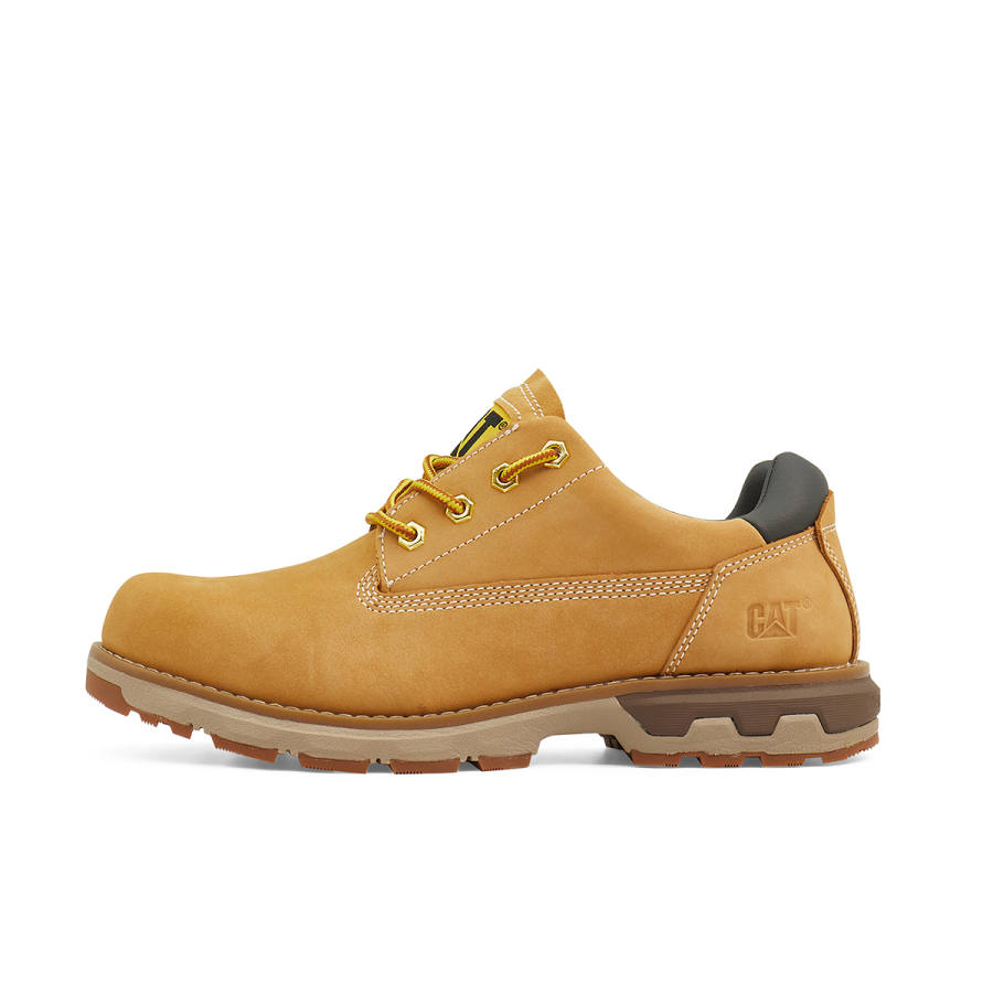 CAT Casual Leather Shoes Men's Low Top Yellow