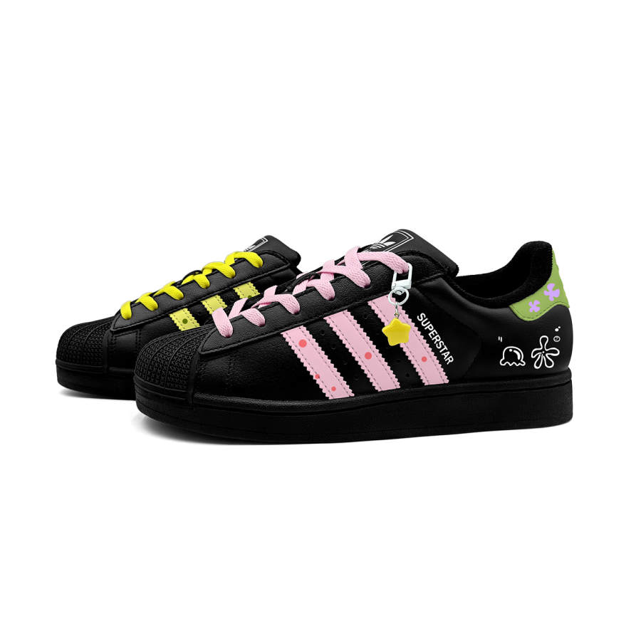 Adidas Originals Superstar 2 Skateboard Shoes Unisex Low Top Pink/Brown/Green/Yellow