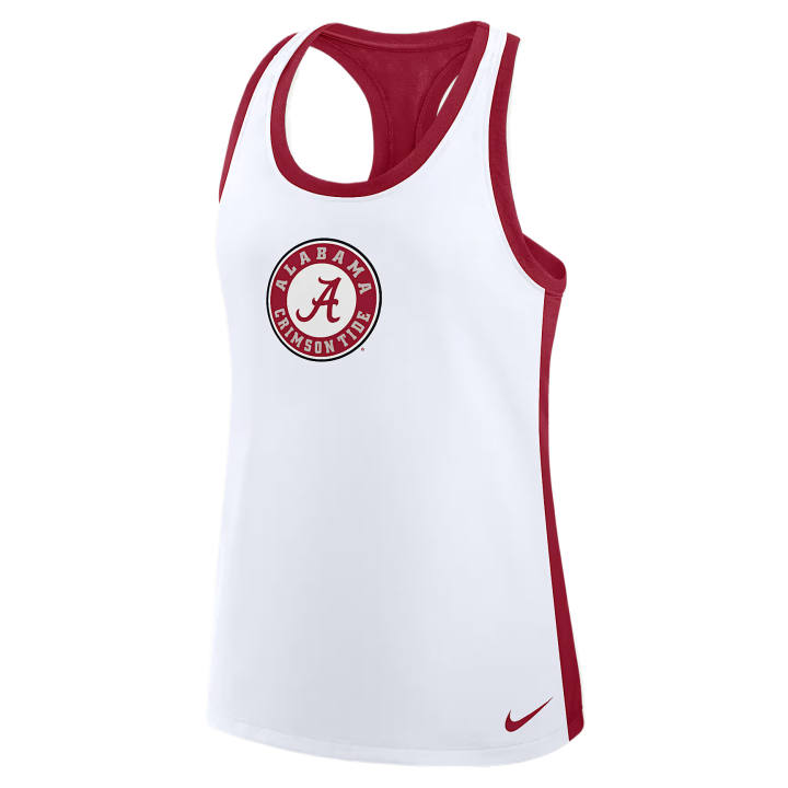 Nike Nike Dri Fit College Tank Tops Women's White/Dark Red Crew Neck