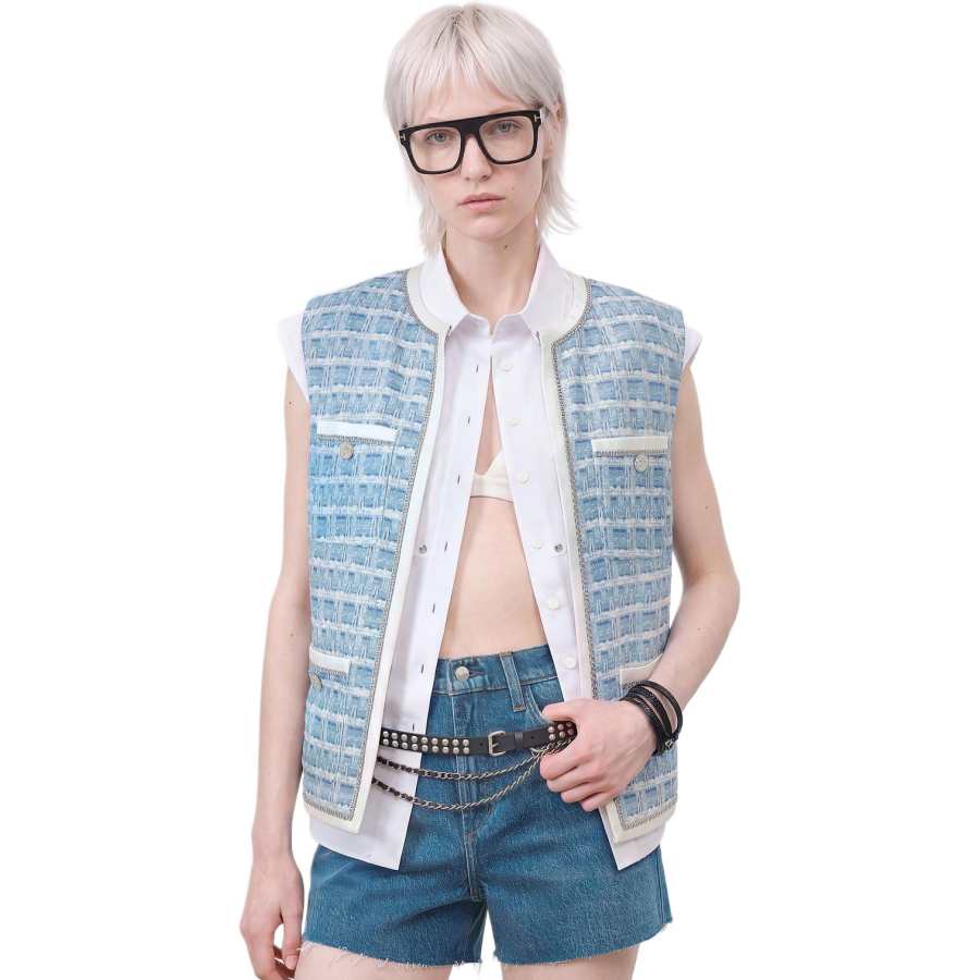KARL LAGERFELD / Karl Lagerfeld Jeans Vests Women's Blue Crew Neck Moderate Straight Fit