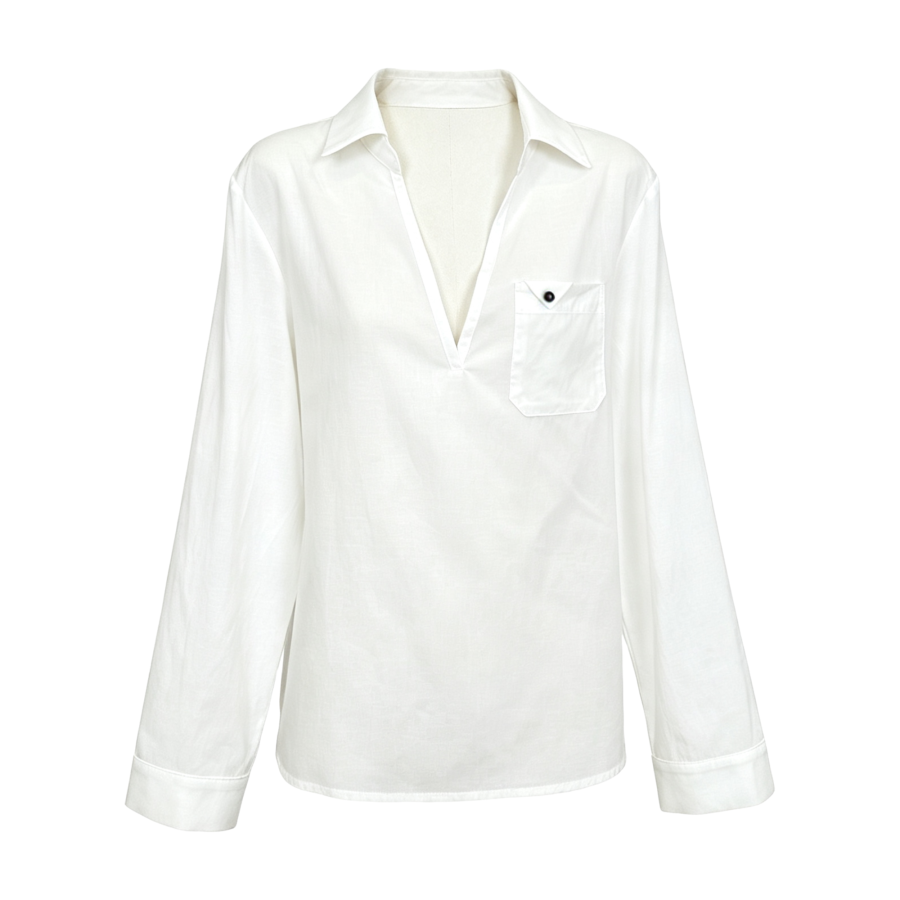 FINDSME GAGA Shirts Women's White Lapel Thin Straight Fit