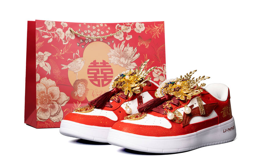 Li-Ning Li Ning Floating Boat Skateboard Shoes Unisex Low Top Red & White Gold