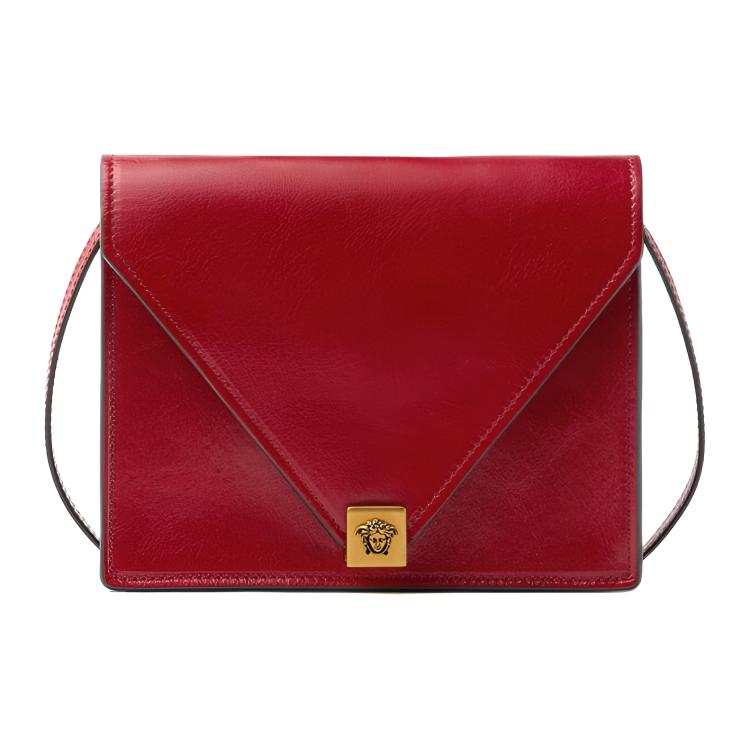 VERSACE Cow Leather Shoulder Bag Mini Women's Red