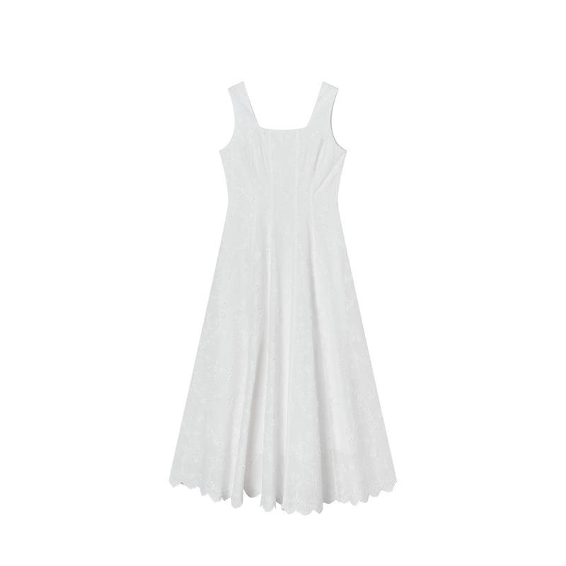 XIANGYING Sleeveless Dresses Women's White Moderate Long Skirt