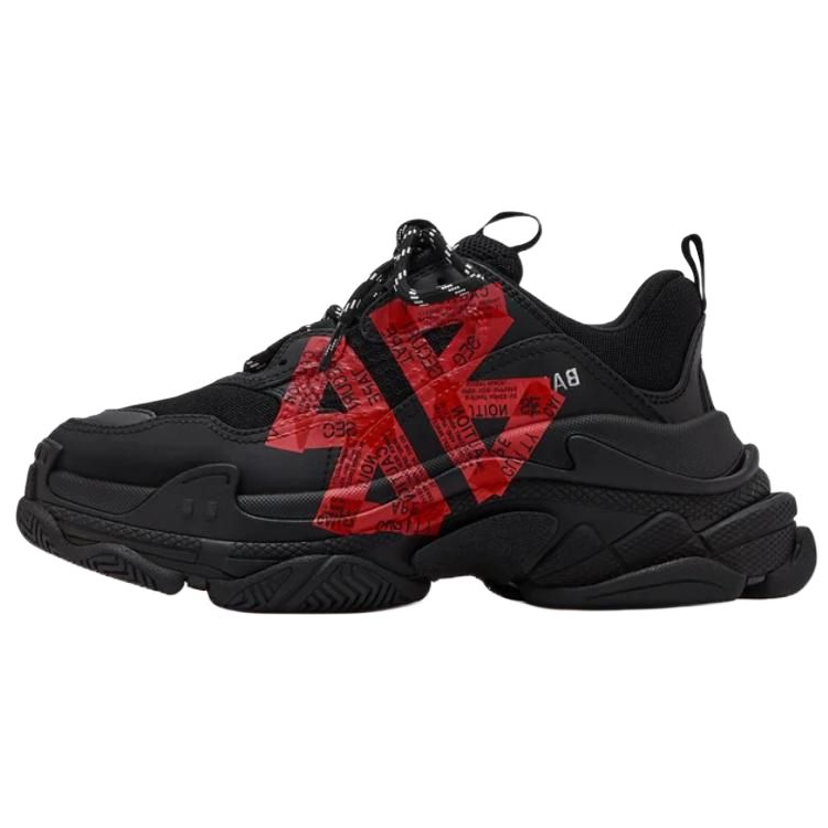 Balenciaga Triple S Low top Chunky Sneakers Women's Black & Red