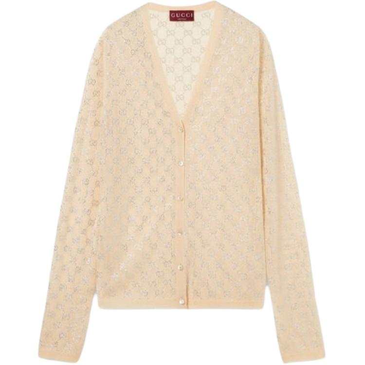 GUCCI Knitwear Women's Light Pink V Neck Moderate Straight Fit