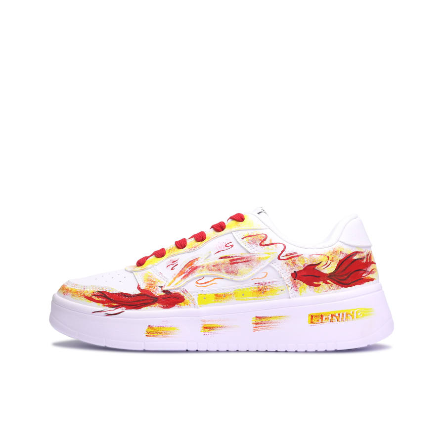 Li-Ning Li Ning Floating Boat Skateboard Shoes Men's Low Top White Red Yellow Orange Hand Drawn Color Block