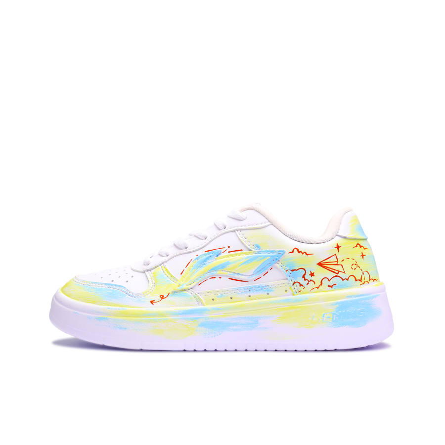 Li-Ning Li Ning Floating Boat Skateboard Shoes Men's Low Top White Yellow Blue Orange Hand Drawn Blended Colorway