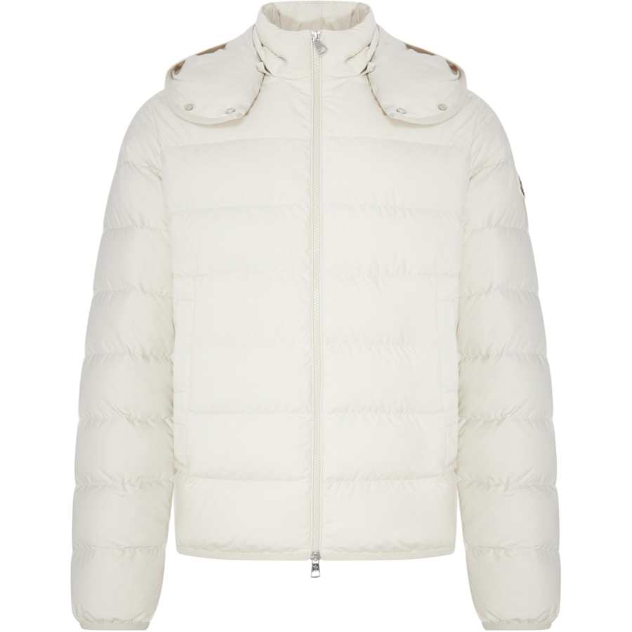 Moncler Puffer Jackets Unisex Light Beige Hooded Detachable Moderate