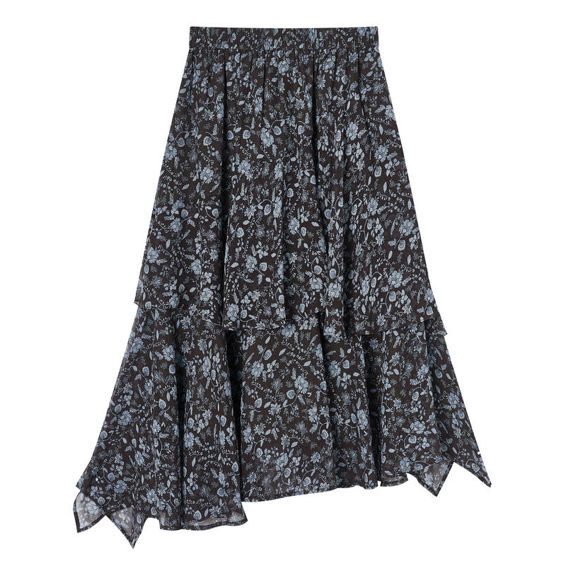 XIANGYING Casual Long Skirts Women's Dark Brown Moderate Midi Dress