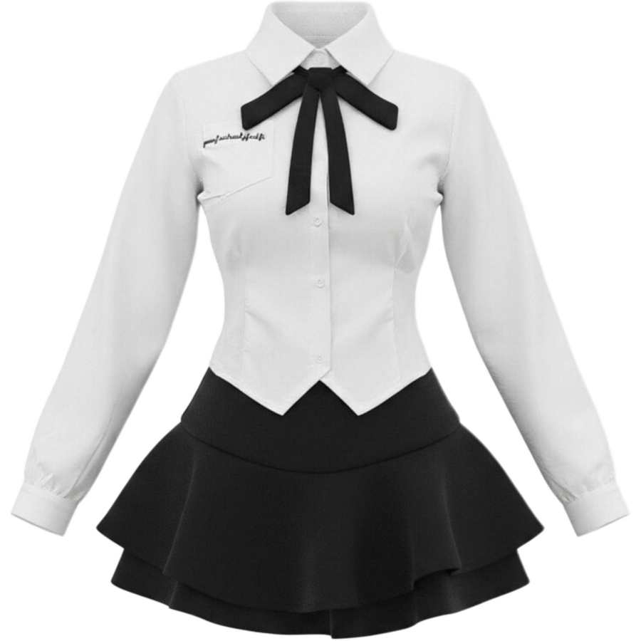 CHARM GLOW Two Piece Skirt Sets Women's Polo Collar Moderate Short Skirt