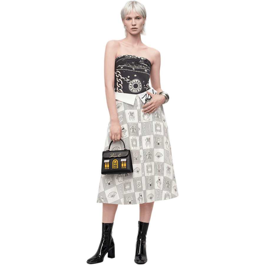 KARL LAGERFELD / Karl Lagerfeld Jeans Casual Long Skirts Women's Ecru Moderate Midi Skirt