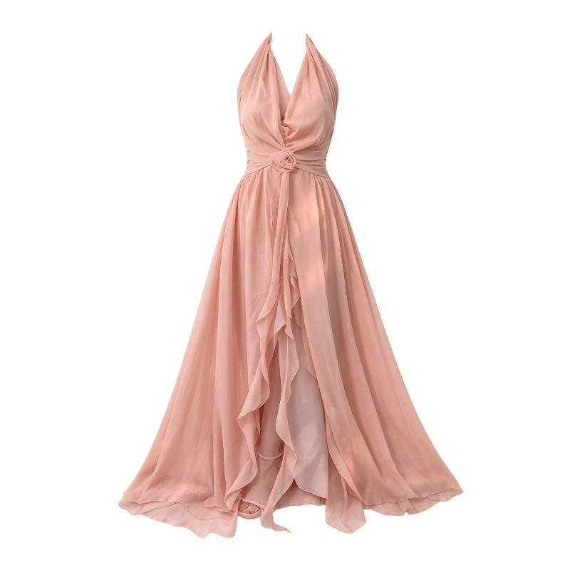 CPAURA Sleeveless Dresses Women's Image Color Halter Moderate Long Skirt Other