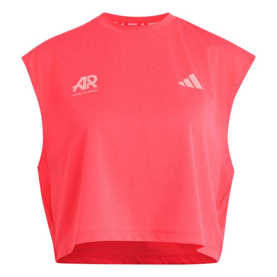 Adidas Adidas Running Tank Tops Women's Swirl Neon Red Crew Neck Moderate