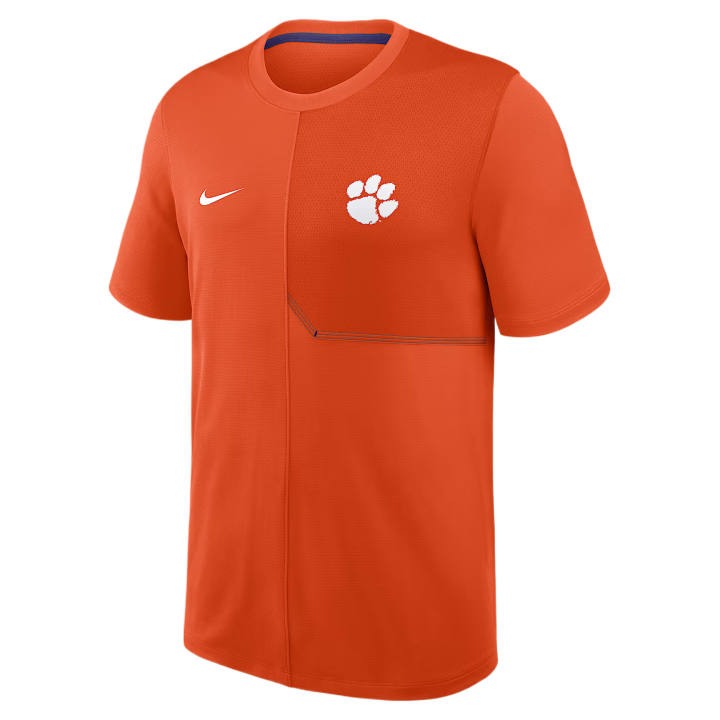 Nike Nike Dri Fit College T Shirts Men's University Orange/New Orchid Crew Neck