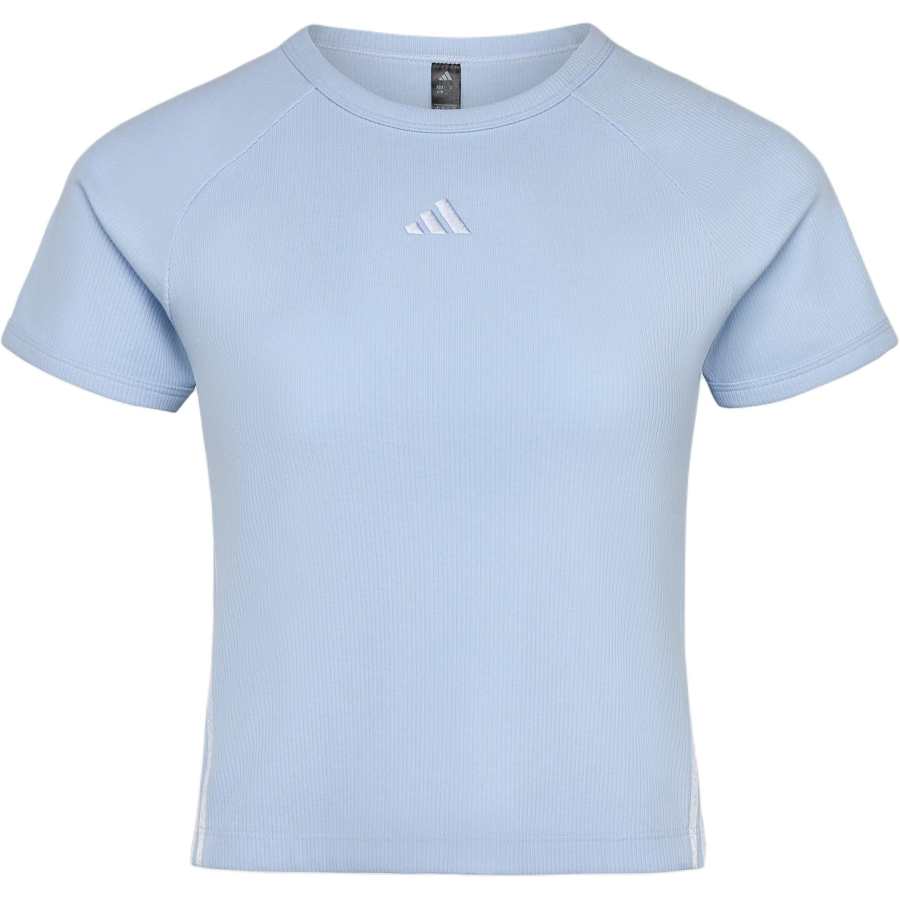 Adidas Adidas Dance T Shirts Women's Crystal Blue Crew Neck Moderate