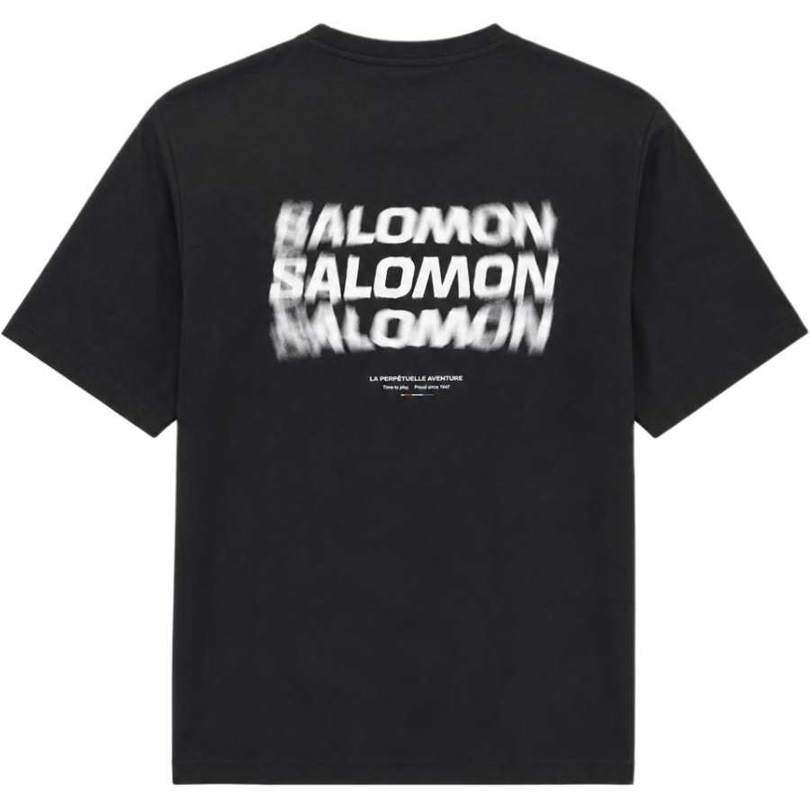 SALOMON T Shirts Unisex Pitch Black Crew Neck Moderate