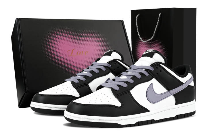 Nike Nike Dunk Taro Romantic Heart Box Low top Skateboard Shoes Unisex Black White Purple