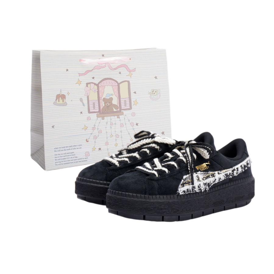 PUMA Platform Trace Skateboard Shoes Women's Low Top Black/White