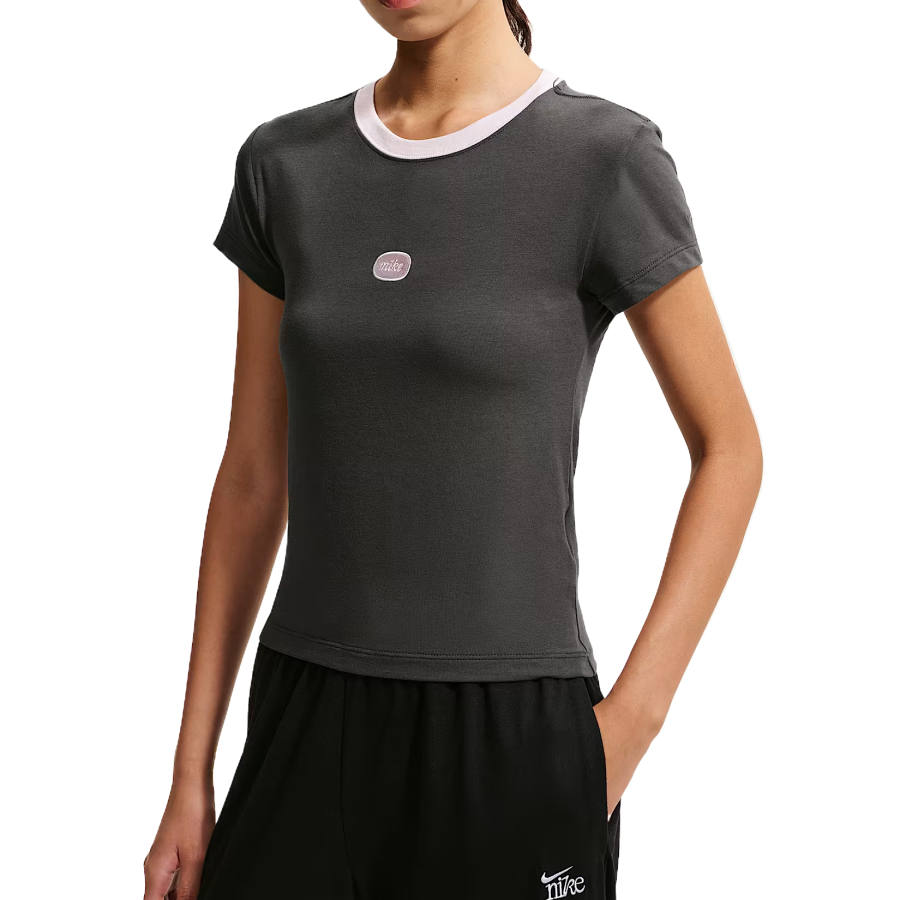 Nike Nike Sportswear T Shirts Women's Charcoal Gray Crew Neck Moderate
