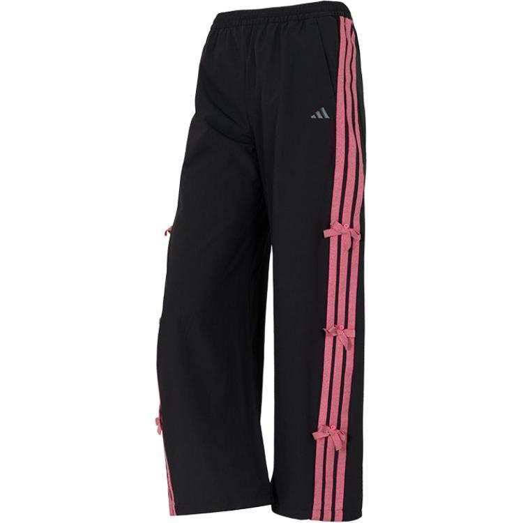 Adidas Adidas Knitted Sweatpants Women's Black/Pink Moderate Straight Fit Pants