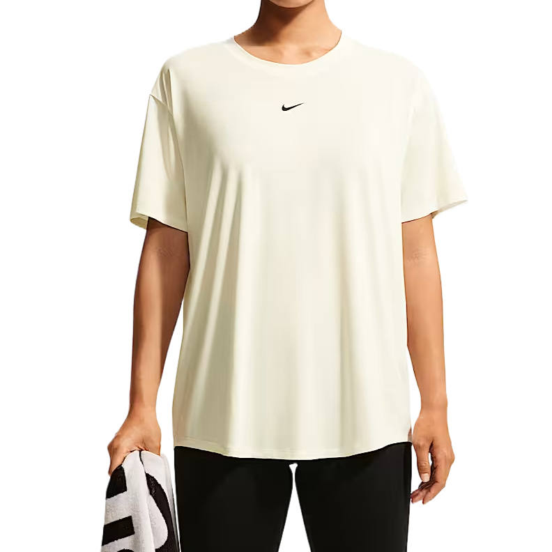 Nike Nike Dri Fit One Fitness Clothing Women's Canvas White/Black Crew Neck Moderate