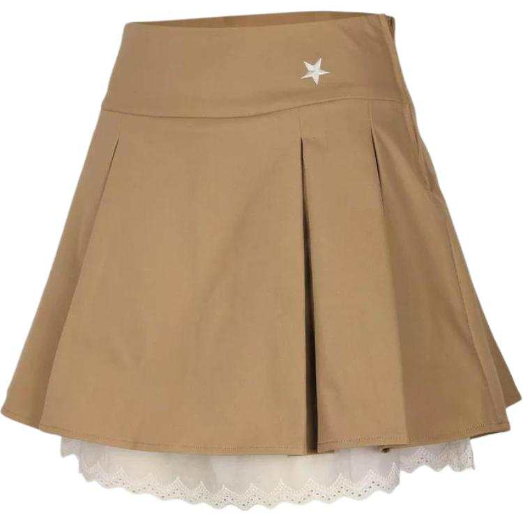 Converse Casual Short Skirts Women's Khaki Moderate Short Skirt Pleated Skirt