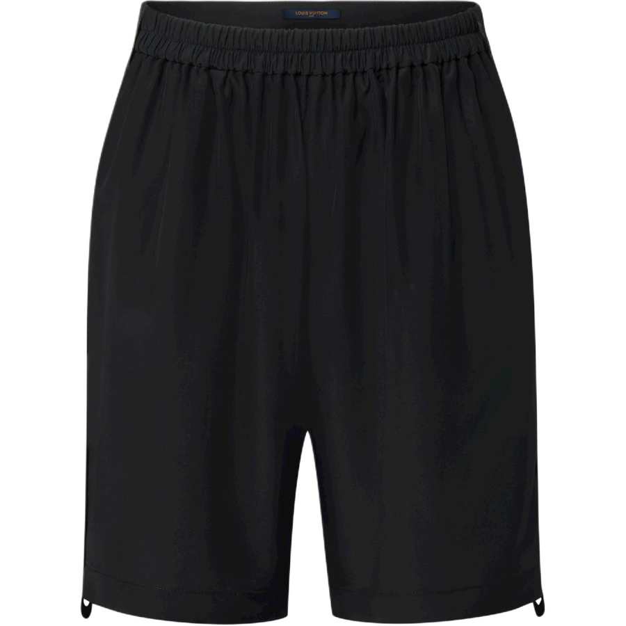LOUIS VUITTON Monogram Casual Shorts Women's Black Straight Fit Pants