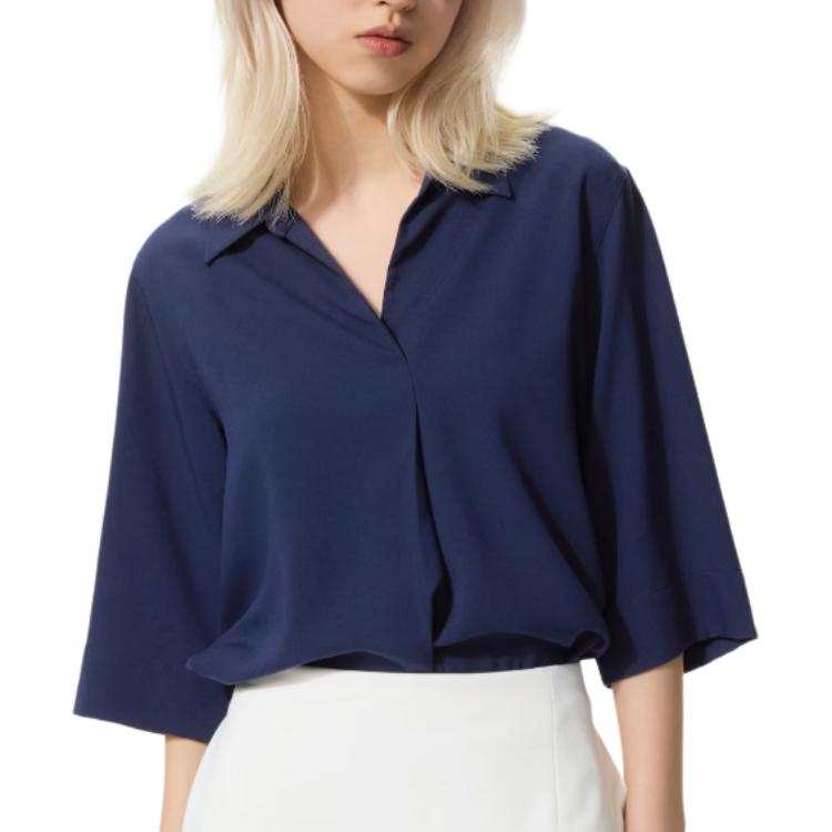 UNIQLO Shirts Women's Marine Blue Lapel